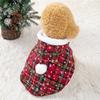 Custom Designed Festive Dog Cape Hood Cute Winter Comfortable Christmas Plaid Sherpa Lining Eco-Friendly Personalized Polyester