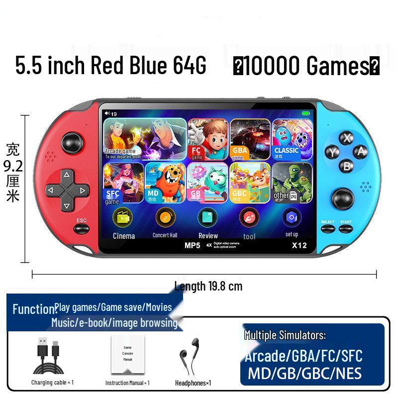 Handheld Retro FC Game Console with HD Screen - Two-Player, Rechargeable Classic Mario for Kids