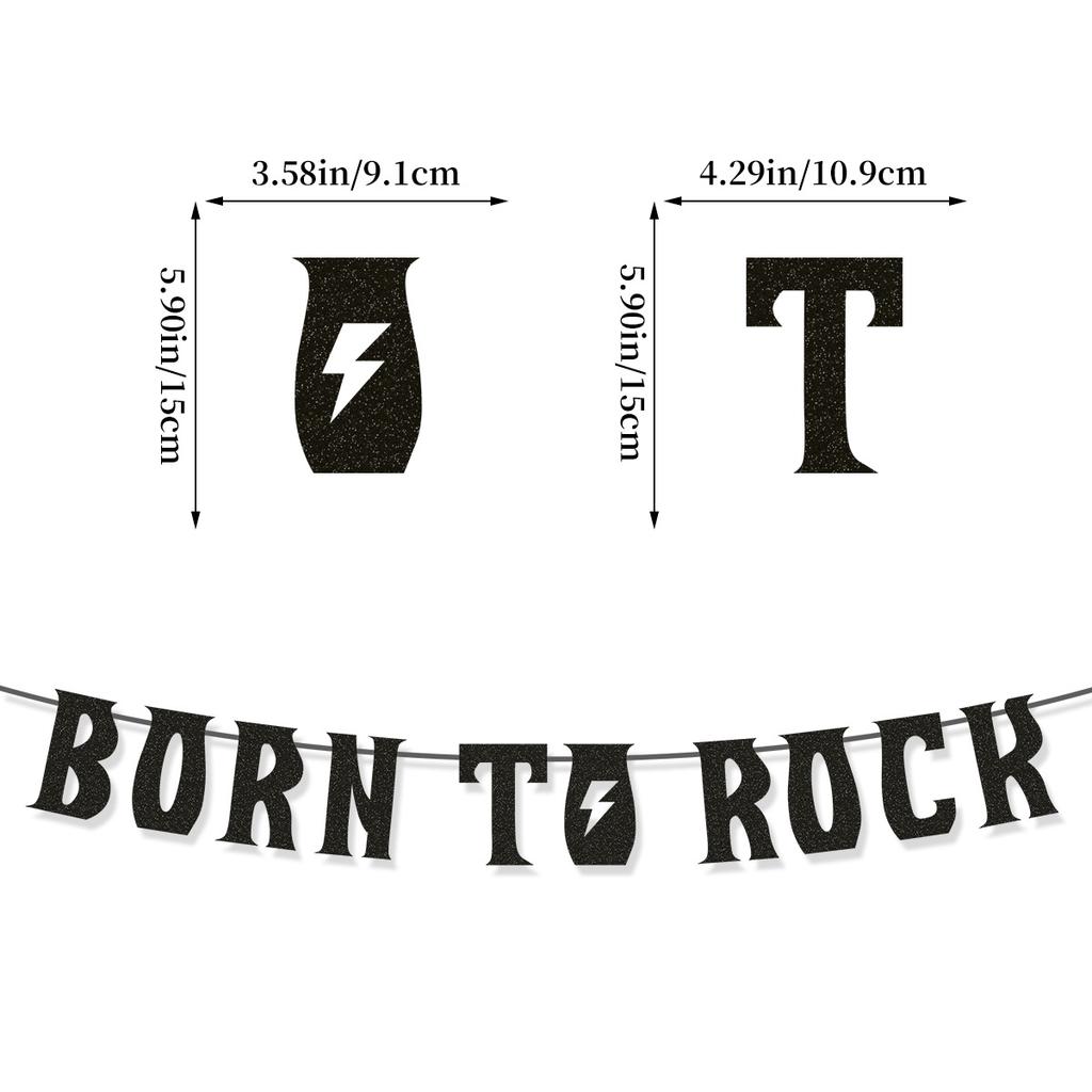 1950S Theme Decoration Born To Rock Glitter Flag Latte Spiral Pendant