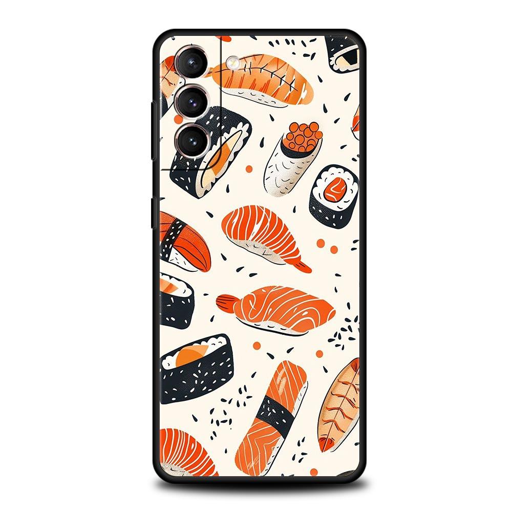 Süße Cartoon Sushi Handyhülle Für Samsung Galaxy S25 Edge S24 S23 S22 S21 Ultra S20 FE 5G S10 S10E S9 Plus Weiche TPU Hülle
