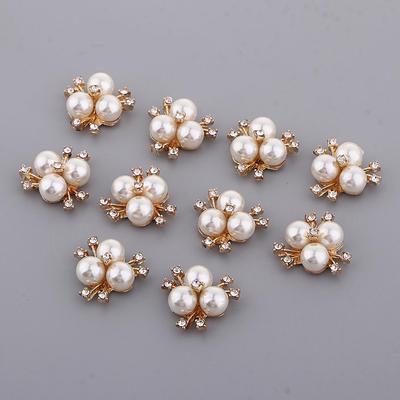 Pearl Rhinestone Flower Embellishments Decorative Button Accessories for DIY Clothes Design Bridal Crafts