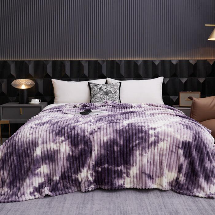 2025 Style Tie-Dye Imitation Rabbit Fur Plush Blanket