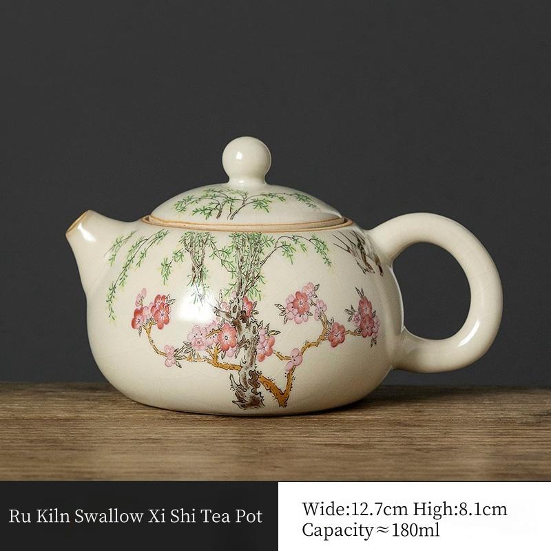

180ml Ru Kiln Ceramic Teapot Swallow Xishi Teapot Exquisite Tea Pot Can Raise Tea ceremony Household Tea Maker Kungfu Tea Set