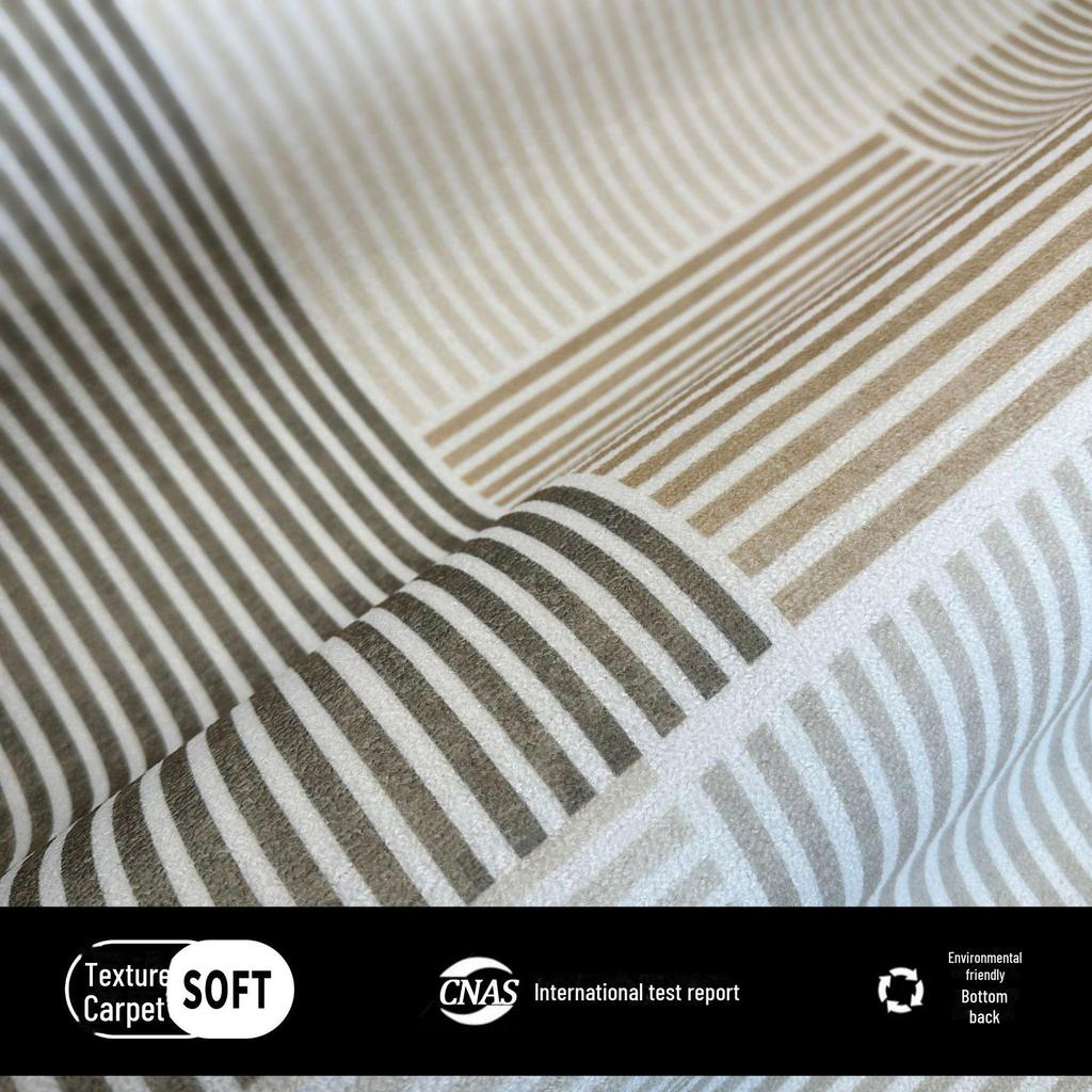 Cremefarbener Moderner Samt-Schlingen-Teppich - Rutschfeste Bodenmatte für Arbeitszimmer, Wohnzimmer, Schlafzimmer und Bettseite.