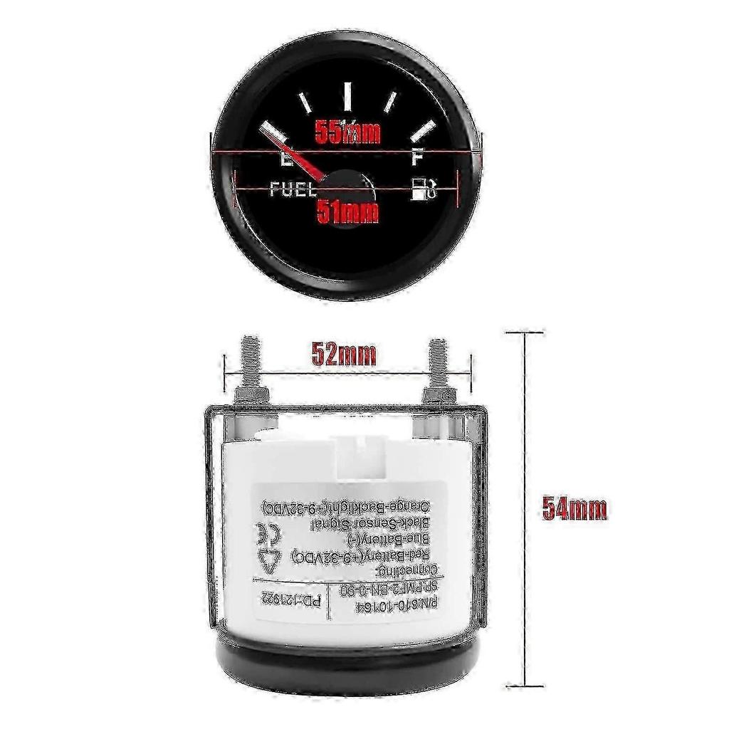 Fuel Level Gauge 0-90 Ohm for Car and Boat, Digital Tank Gauge with LED Display