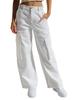 Damen Low Rise Cargo Jeans Gerade Beine Mehrere Taschen Denim Hosen Gewaschen Nicht Elastisch Lässige Lange Hosen