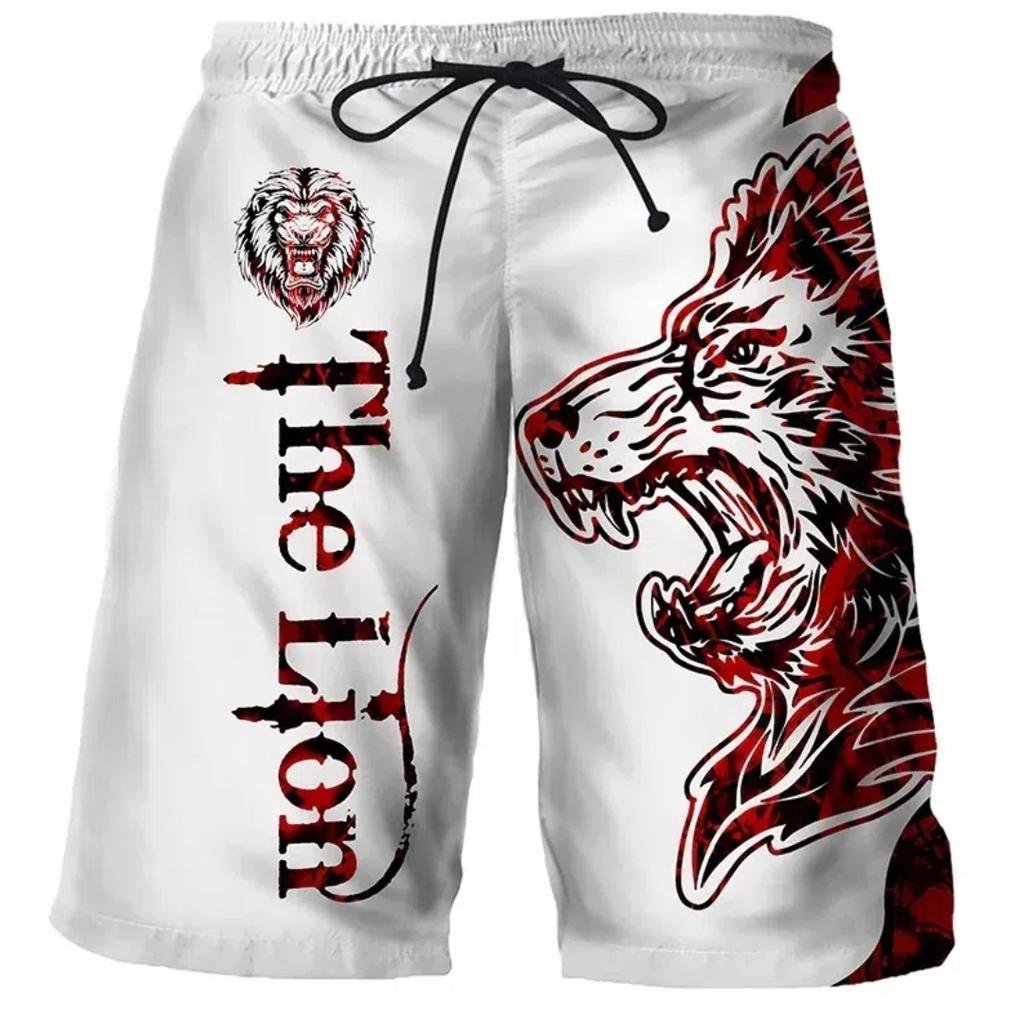 Cool Tiger Wolf Summer Shorts Comfortable Surfboard Hawaiian Beach Shorts Quick Dry Sports Shorts Men's Beach Shorts Boys