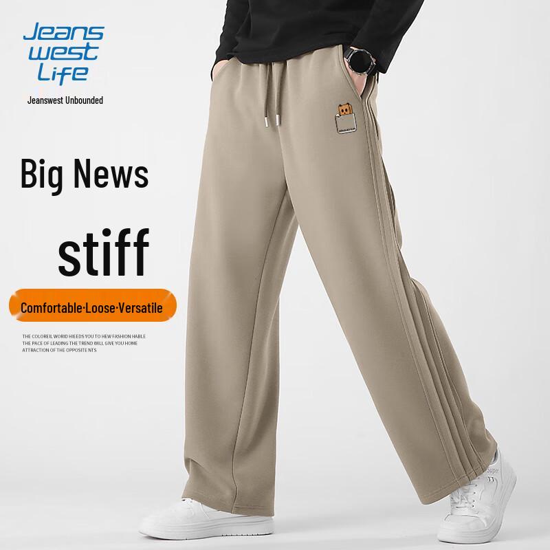 JEANSWEST LIFE Men's Pleated Wide-Leg Straight Casual Pants