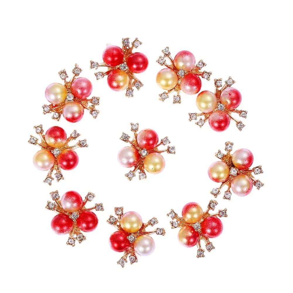 Boutons Strass Fleur 25 mm Bouton Perle Vêtements DIY Alliage Diamant Cryustal Accessoires Noeud Vêtement Décoratif Couture