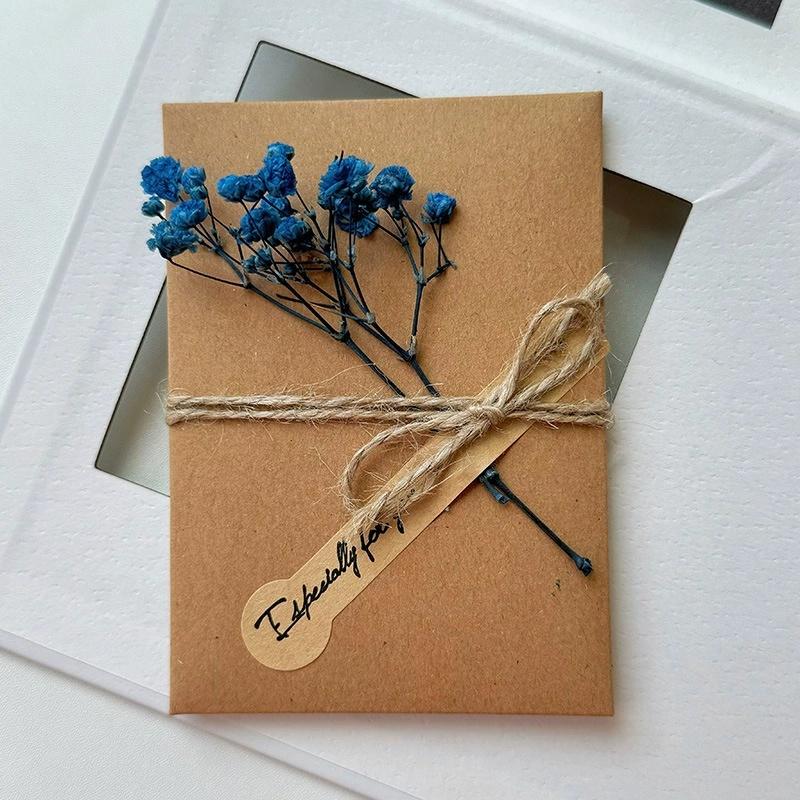 Vintage Handmade Kraft Paper Flower Greeting Card Birthday Card Thank You Card Greeting Card Envelope Student Stationery Supplies