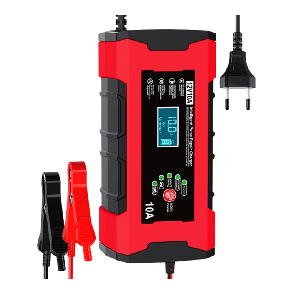 12V 10A Smart Fast Charger Touch Screen Pulse Repair Automatic Smart Battery Charger Digital LCD Display for Car Motorcycle