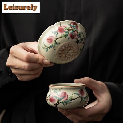 Antique Ru Kiln Filter Tea Separator Infusor Holder Vintage Nine Peach Tea Strainer Tea Making Tea Filter For Tea Accessories