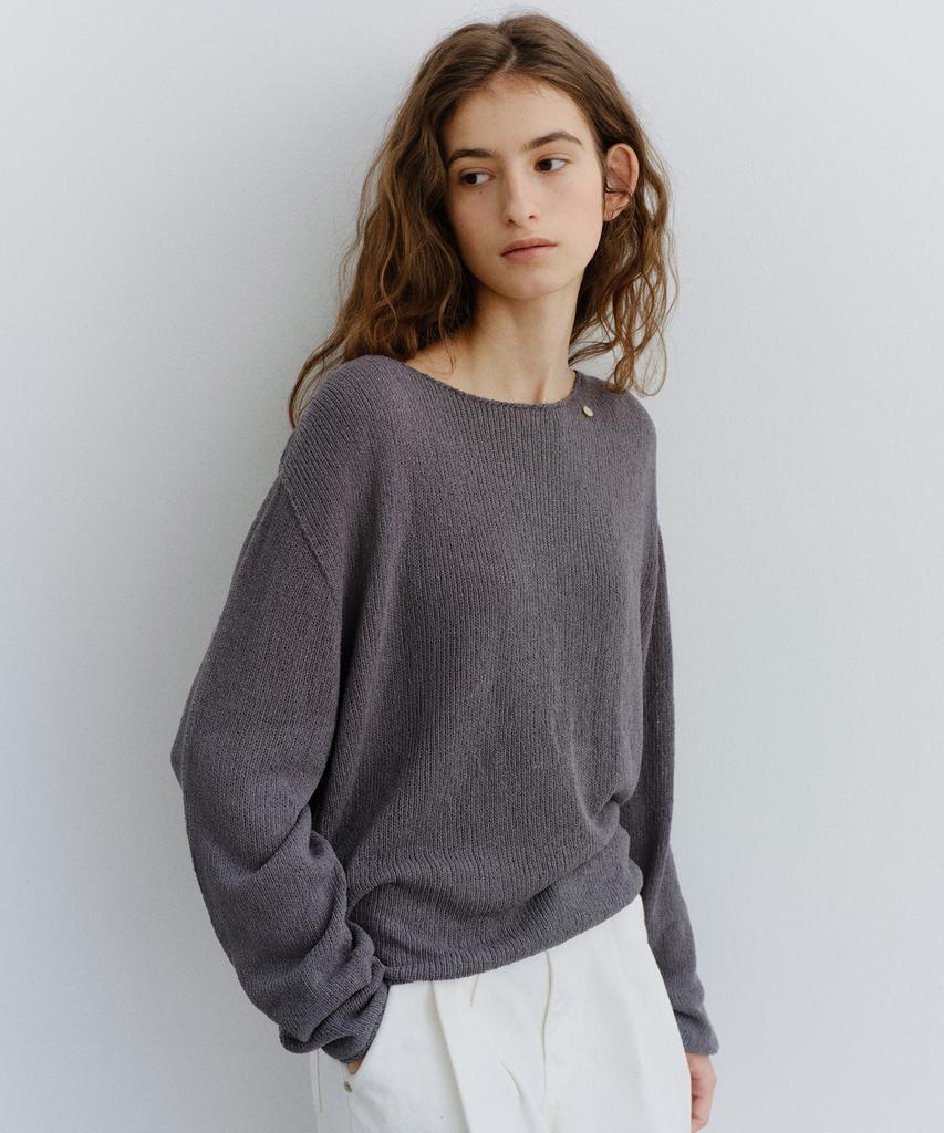 Yulago Pearl Button Boatneck Knit