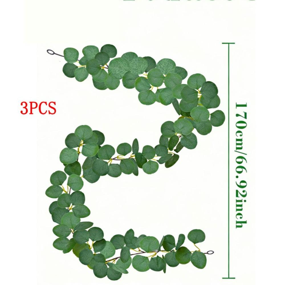 3PCS Artificial Eucalyptus Leaf Rattan Home Wall Hanging Decoration Artificial Green Plant Eucalyptus Leaves Spring Vines