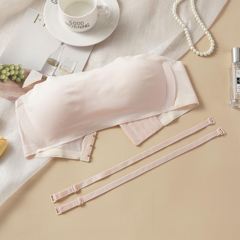 

Бюстгальтер Push Up без бретелек Удобный беспроводной бюстгальтер Bandeau Безрукавные топы-трубы Bralettes S бежевый