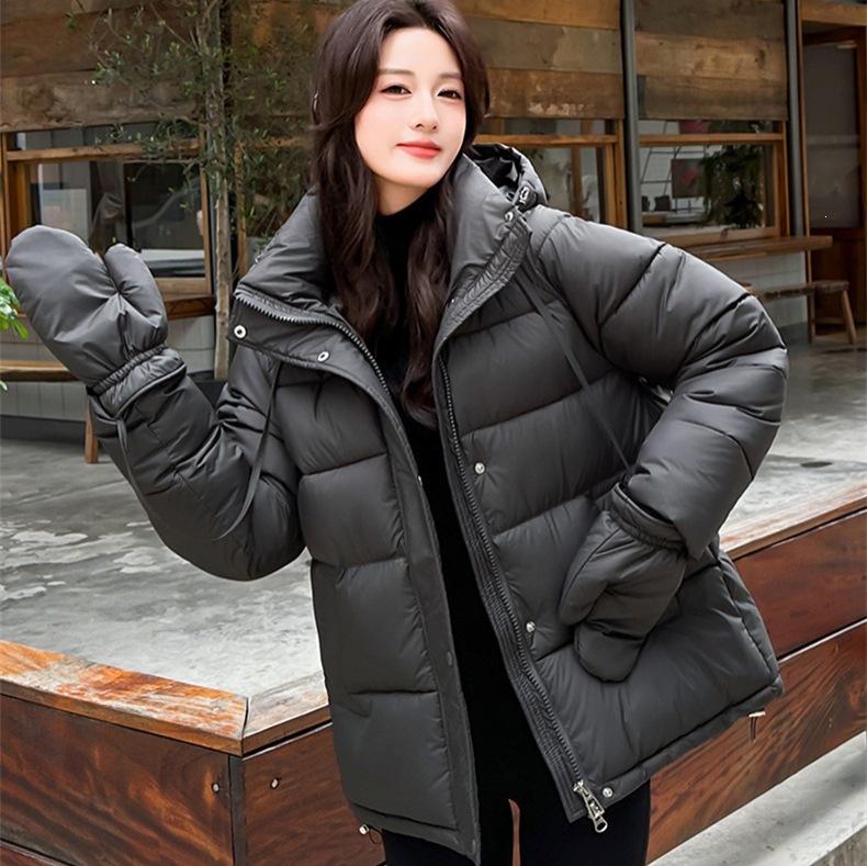 Large twill hooded cotton-padded clothes women's belt waist medium and long distribution physical stall
