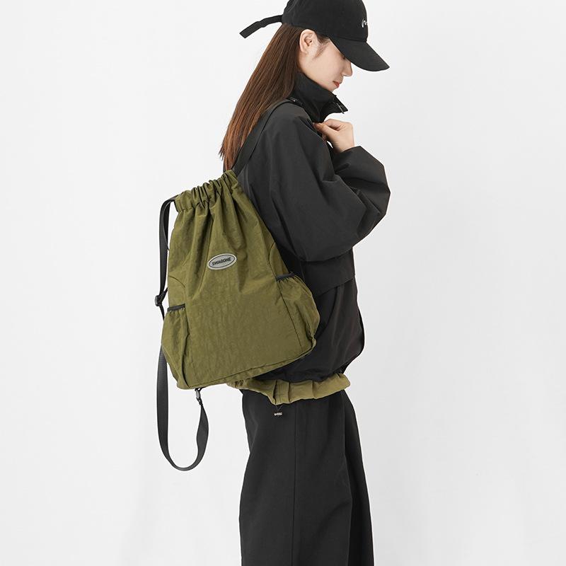 Fashion Drawstring Backpack Tie-out Casual Simple Solid Color Outdoor Sports Tie-out Soccer Lightweight Backpack