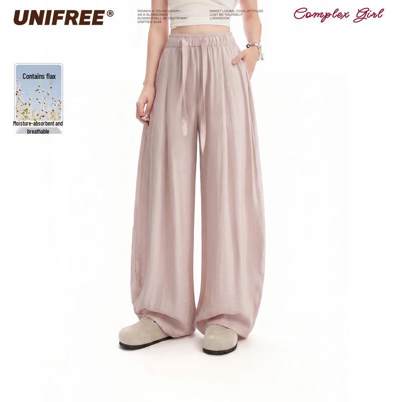 UNIFREE Women s High-Waist Wide-Leg Casual Pants S