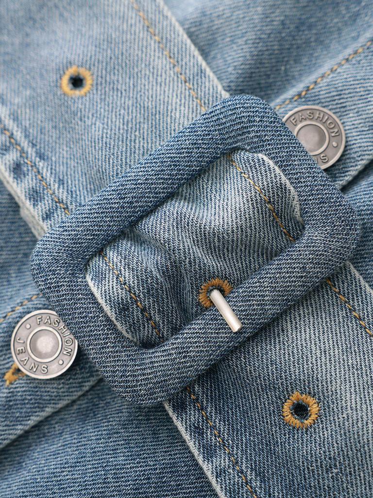 High-Quality Nanyou Retro Bleached Lace-Up Denim Shirt - Early Spring Long-Sleeved Top