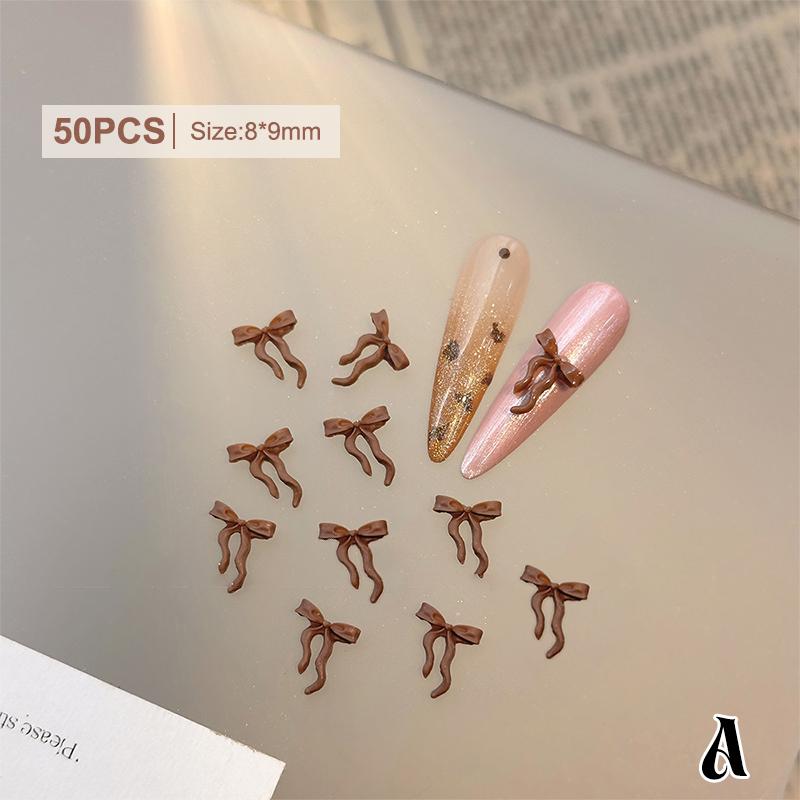 50 Pcs 3D Ribbon Bow Nail Charms 3D Resin Flatback Butterfly Bowknot Nail Art Flat-Back Ribbon Bowknot Nail Parts Nail Jewely