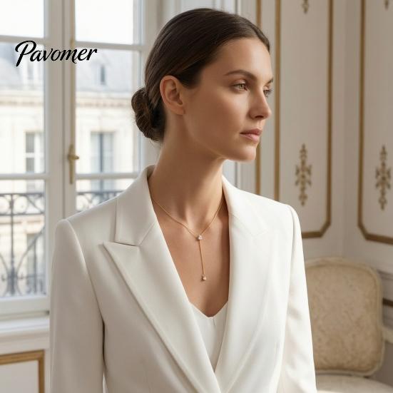 Casual Wear Gold Plated Pendant Y-Shaped Necklace, Necklace for Women, Dainty Lariat Elegant Commuting Drop Minimalist Trendy Clavicle Fashion Jewelry