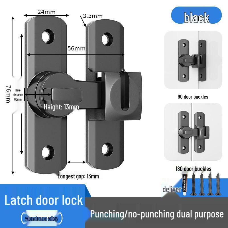 No-Drill Surface-Mounted Anti-Theft Sliding Door Latch for Bathrooms and Hotel Rooms