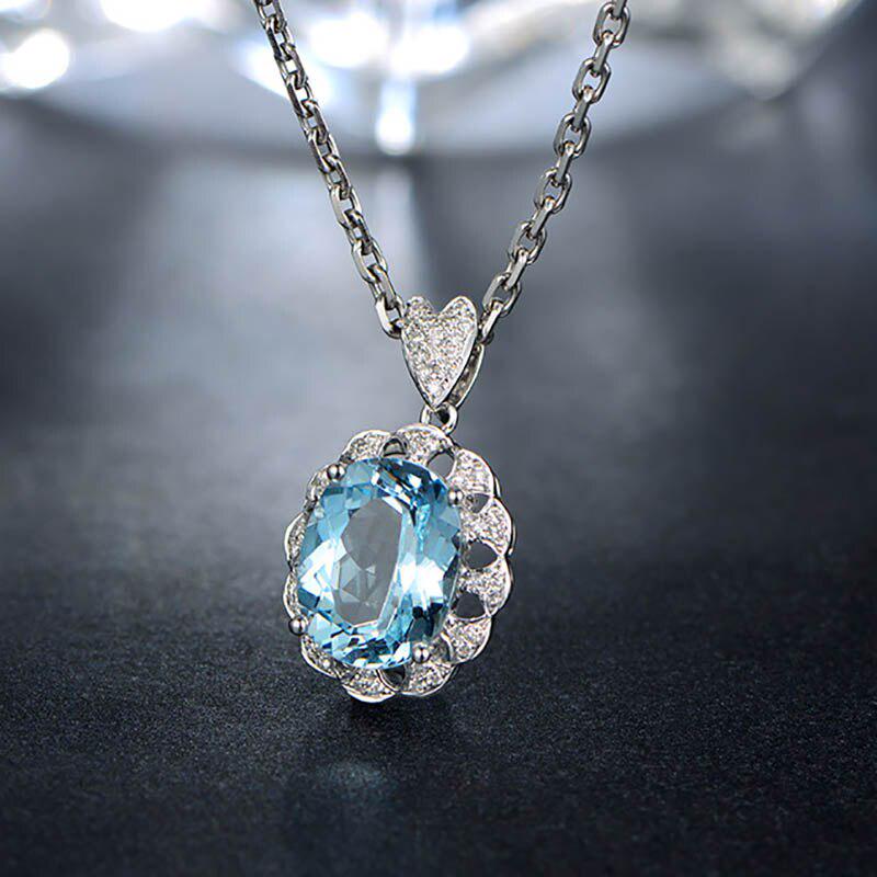 

Элегантное ювелирное ожерелье Lindon с сапфировым кулоном овальной формы для женщин, подарок на свадьбу синий