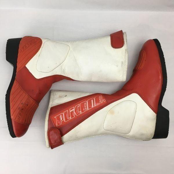 PLICANA Stivali da Moto Retro Vintage da Guida Touring Bianco×Rosso taglia 22.5-23.0(USATO)