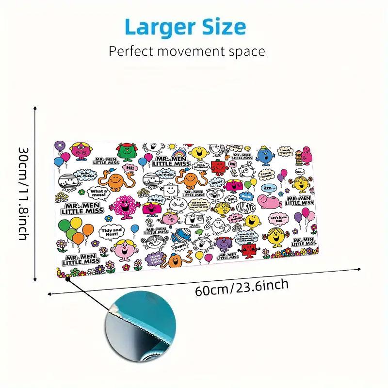 Mr. Men Little Miss Large Size Mouse Pad Large Gaming Table Cushion Non-slip Laptop Tablet Big Mousepad XXL Mat Mini PC Playmat With Lock edge