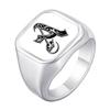 Engrave Custom A-Z Initial Picture Rings for Men, Stainless Steel Male Signet Ring, High Polished Finger Jewelry Gift Father Day