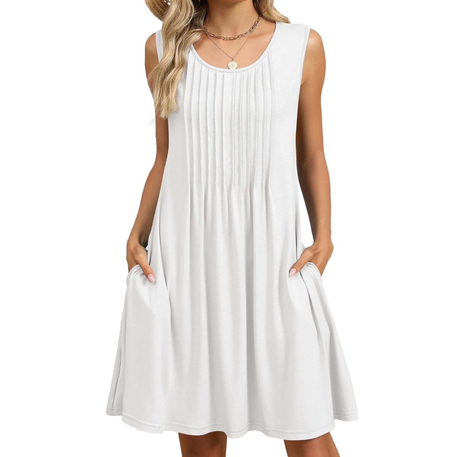 

Women s Fashion Casual Color Printed Vest Loose Pocket Dress M