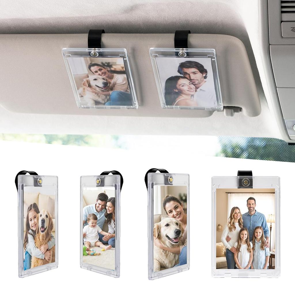 2/4/8er Pack Magnetischer Auto-Bildhalter für Sonnenblende - Auto-Fotohalter mit Clips für einfache Präsentation - Sonnenblenden-Clip-Fotorahmen für 3-Zoll-Fotos