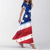 Women's Summer Casual Fashion Independence Day Printed Dresses V-Neck Short Sleeve Dresses
