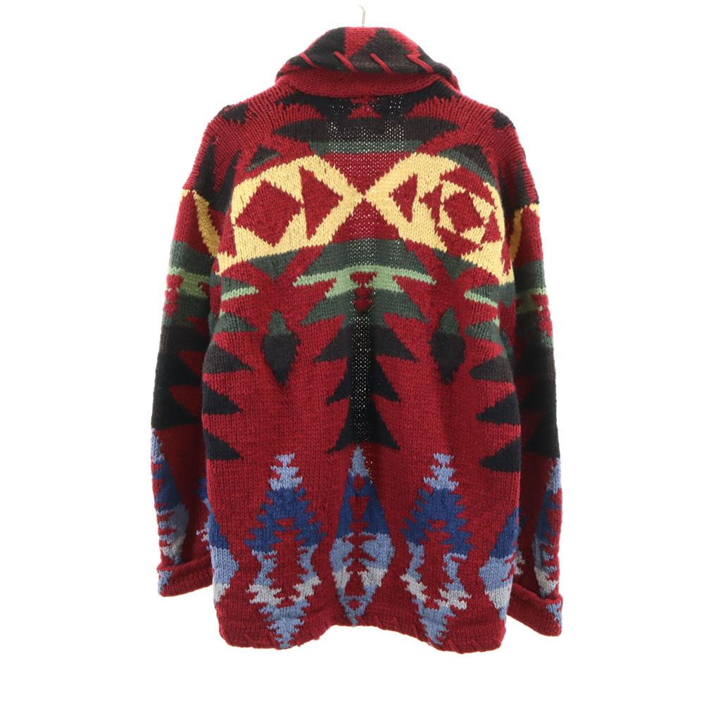 RALPH LAUREN COUNTRY lata 90. Polo Country Wzór rdzenny Stary kardigan z kołnierzem szalowym męski Używany