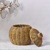 Handgeweven ovale pompoenmand met deksel - Veelzijdige opbergruimte voor planten, bloemen en bureauaccessoires