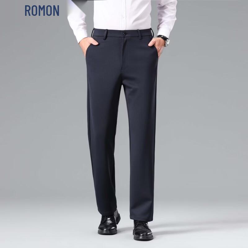 ROMON Men's Business Casual Straight Leg Trousers
