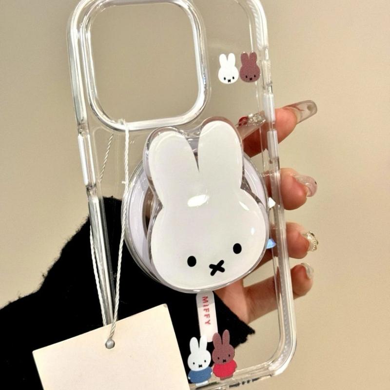 Miffy Magnetic Phone Stand Holder Toys Anime Rabbit Bunny Phone Rack Telescopic Mobile Phone Airbag Stand Phone Case Decoration