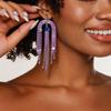 Silver Needle Diamond Tassel Stud Earrings - Retro Palace Style