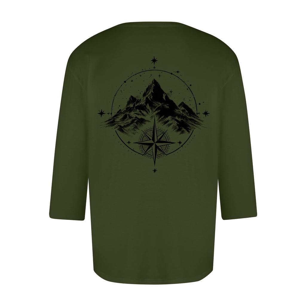 Herren-T-Shirt mit Rundhalsausschnitt, Dreiviertelärmeln, lässiges modisches Oberteil