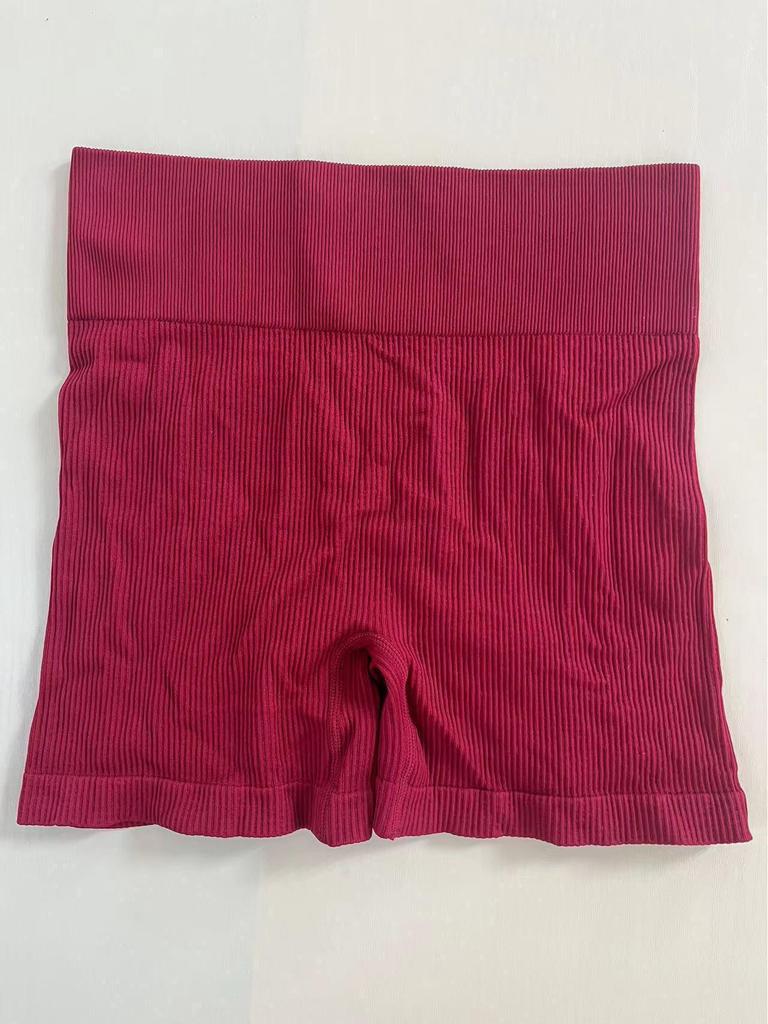 High Waist Seamless Ribbed Yoga Shorts for Running and Fitness