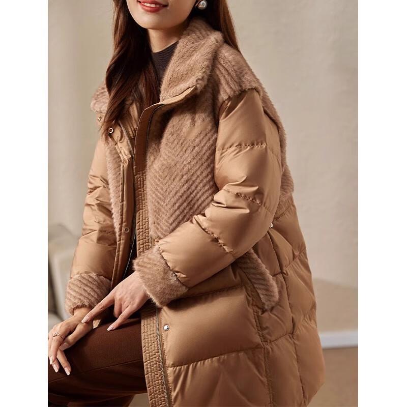 JIANHU Women's Mid-Length White Duck Down Winter Coat