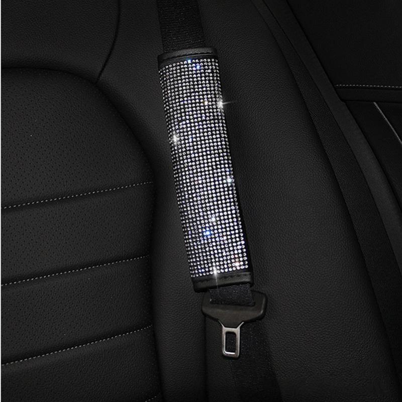 Bling Bling Rhinestones Crystal Car Handbrake Cover Gear Shift Collars Cover Seat Belt Cover Pad Car Accessories Interior Woman