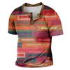 Men'S Printed T-Shirt Outdoor Retro Button Loose Short Sleeve Top
