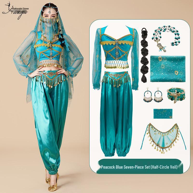 Halloween Princess Jasmine Cosplay Costume: Belly Dance & Stage Performance Set