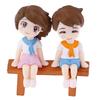 1Sada Sweet Couple Diy Miniaturní figurka Garden Deco Seat Micro Landscape