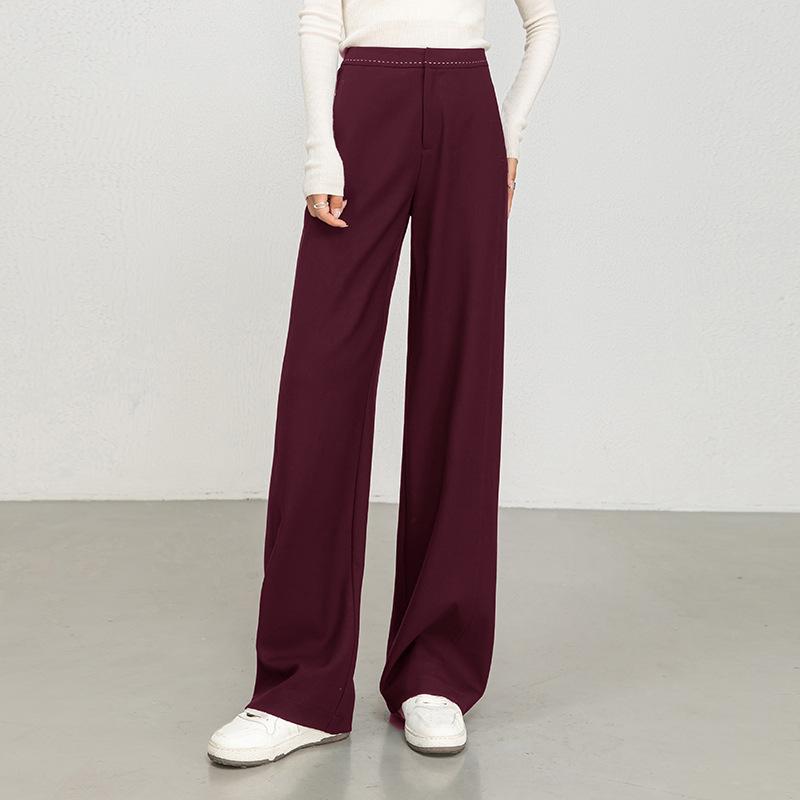 Wide-leg Pants Women's 1116 Autumn New Simple and Versatile Loose High-waisted Casual Pants Light Luxury Drape Commuter Straight-leg Pants