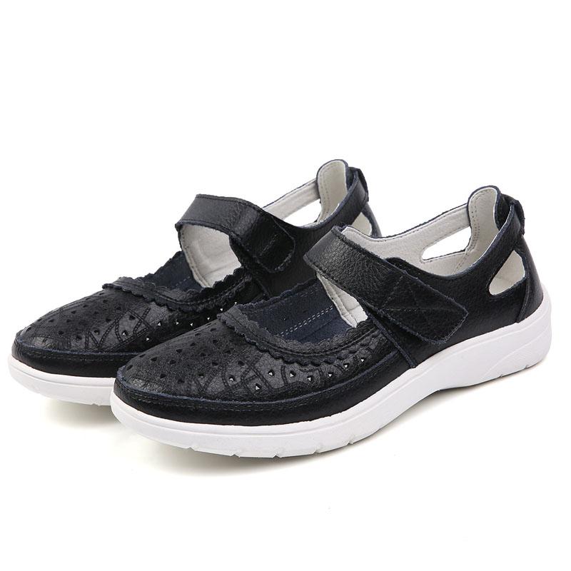 Female Sandals 2025 New Summer Breathable Sandals Women Genuine Leather Cutout Flat Platform Casual Shoes Size 42 WSH4372