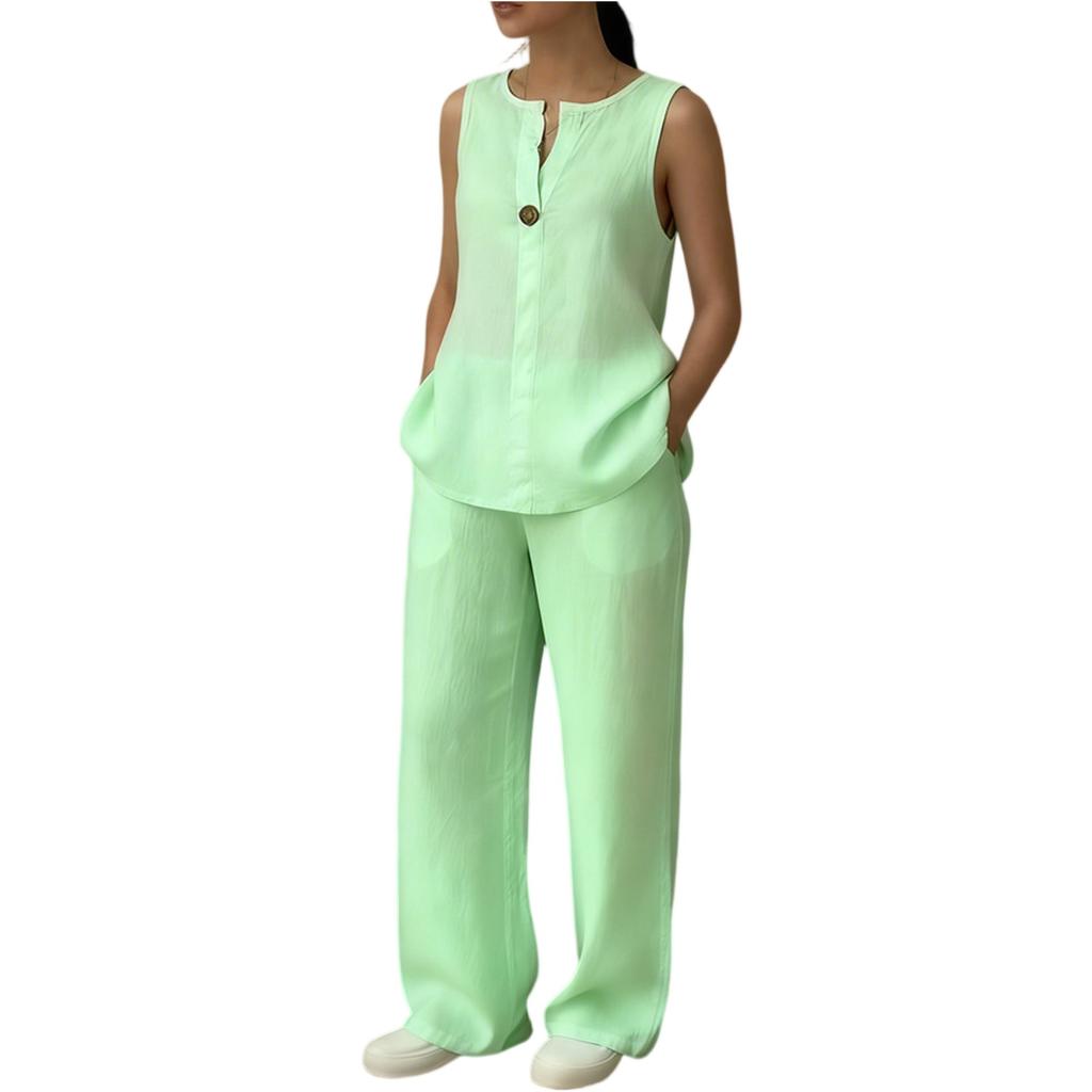 Damen Lässiges V-Ausschnitt Pullover-Weste und Hosen-Set