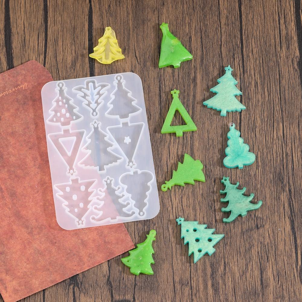 Christmas Elk Earring Pendant Crystal Epoxy Silicone Mold DIY Snowman Bell Shape Pendant Mold For Jewelry Making Craft Keychain