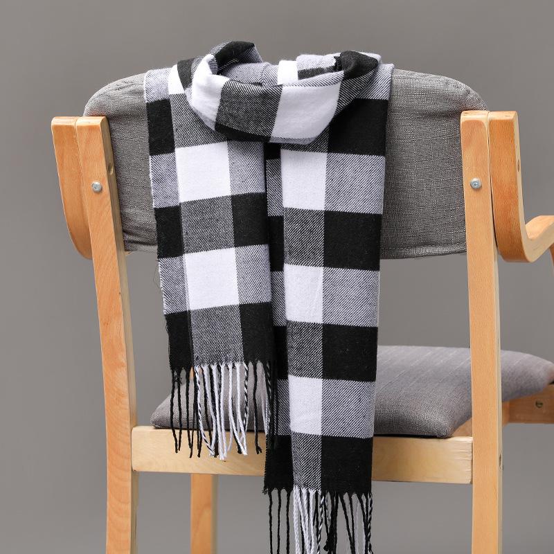 Autumn And Winter Men'S Plaid Scarf British Plaid Imitation Cashmere Tassel Couple Parent-Child Men'S Scarf